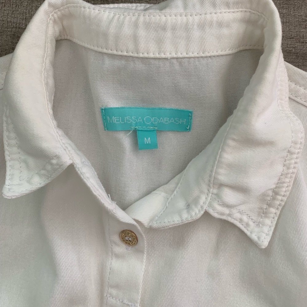 Melissa Odabash white denim Button-Up long sleeve size M - Picture 2 of 4